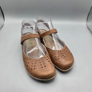 Naot Rari Shoes Womens 36 Tan Leather Sling Back Comfort Flat Perforated